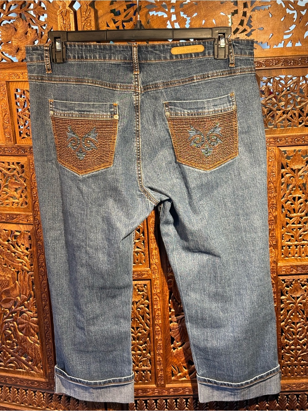 COS Straight-Leg Cropped Jeans in Blue with Stud Detail